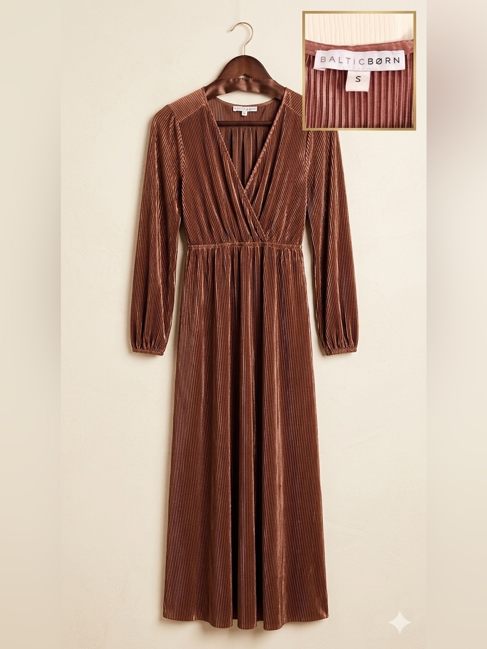 Baltic Born Brown Ribbed Long Sleeve Maxi Dress